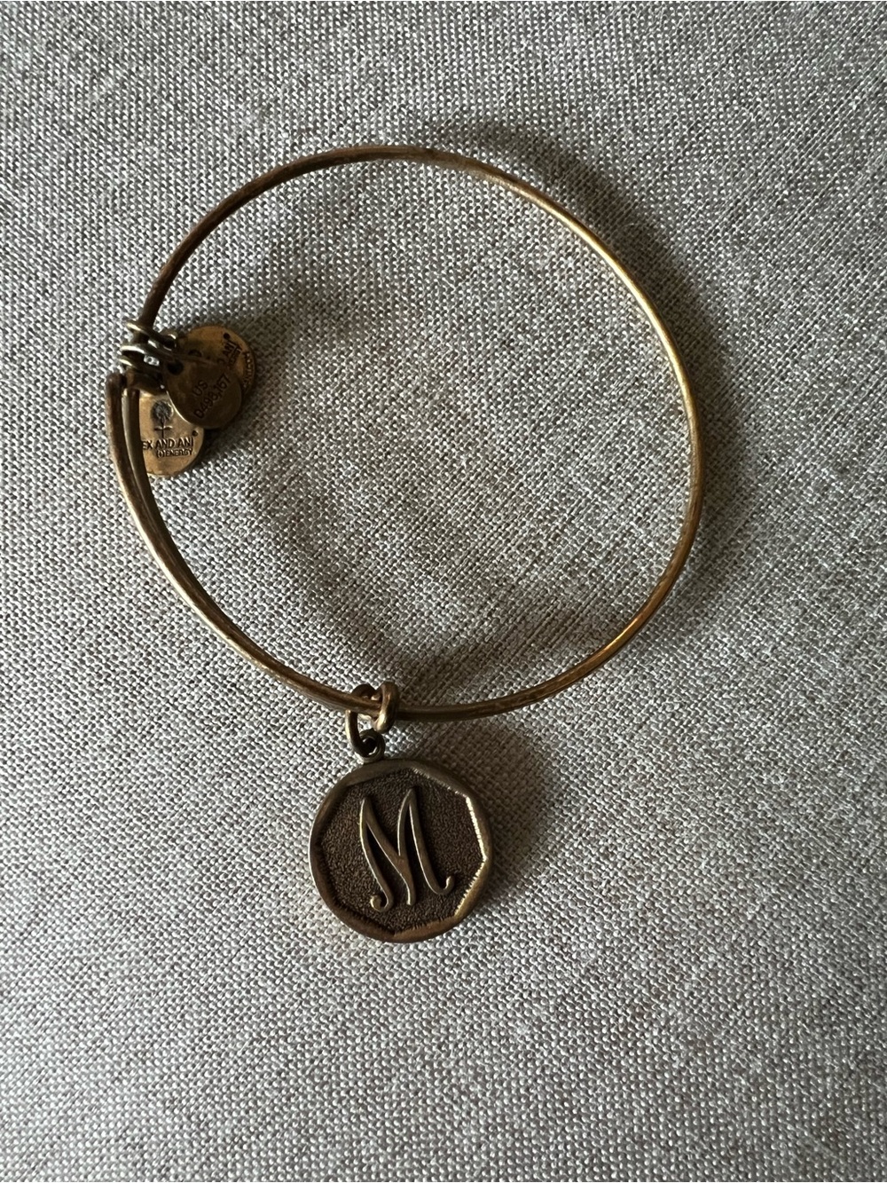 Alex and Ani Gold Initial M Charm Bangle Bracelet